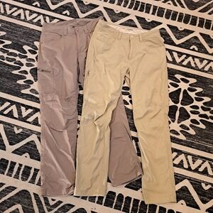 Royal Robbins Mens Active Fit Hiking Pants Bundle 30x30 Tan Grey 2 Pairs